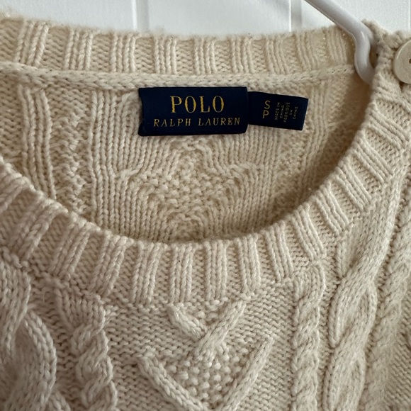 Polo Ralph Lauren Cable Knit Sweater w Shoulder Buttons, off-white, size S - Picture 3 of 8